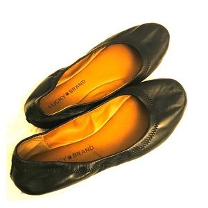 Lucky Brand Black Leather Flats 7.5
